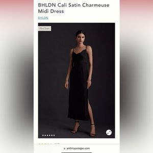 BHLDN Cali Satin Charmeuse Midi Dress in black